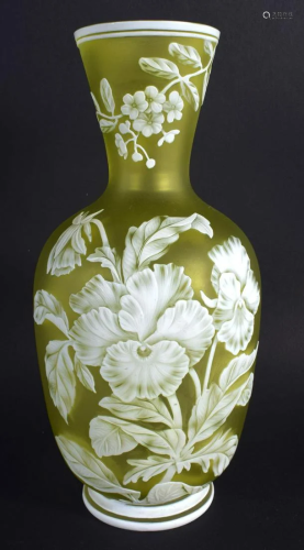 A LATE 19TH CENTURY CAMEO GLASS ENAMELLED VASE