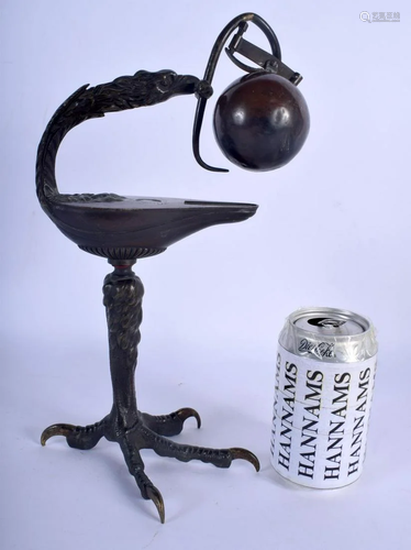 A RARE 19TH CENTURY ITALIAN GRAND TOUR BRONZE OIL LAMP