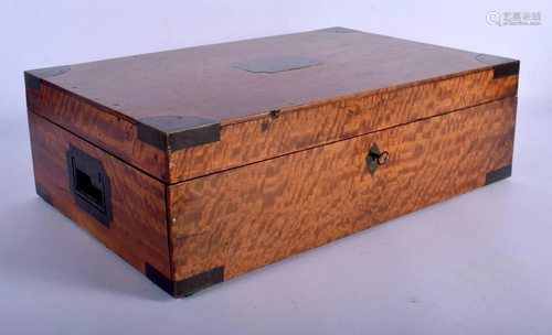 A VICTORIAN SATINWOOD RECTANGULAR WRITING BOX with