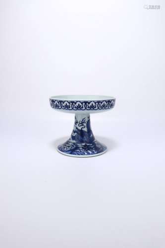 chinese blue and white porcelain stem dish