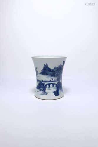 chinese blue and white porcelain brush pot