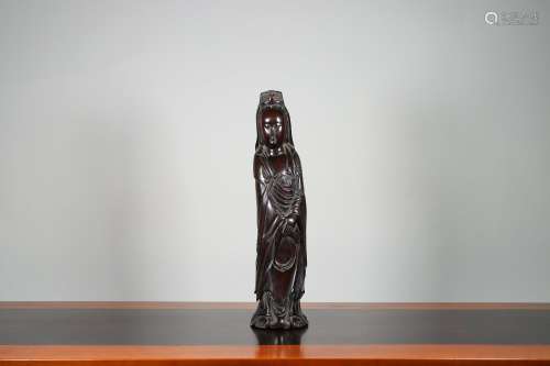chinese red sandalwood carving of figure