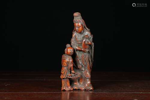 chinese bamboo carving of figure