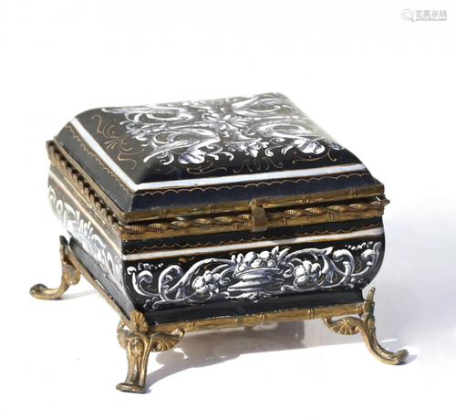 Continental Baroque Style Bronze Mounted Enamel Box