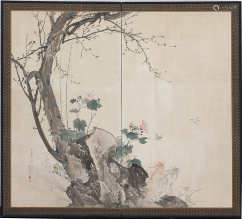 Fine Two-Panel Japanese Screen