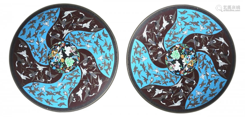 A Pair of Chinese Cloisonné Enamel Plates