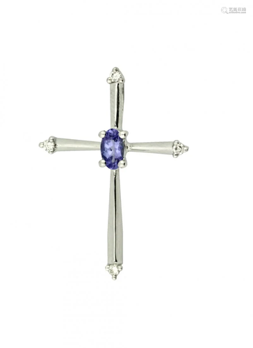 Tanzanite and Diamond Cross Pendant