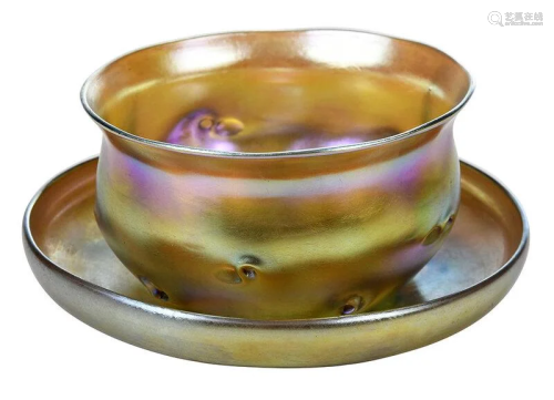 Tiffany Favrile Finger Bowl and Saucer