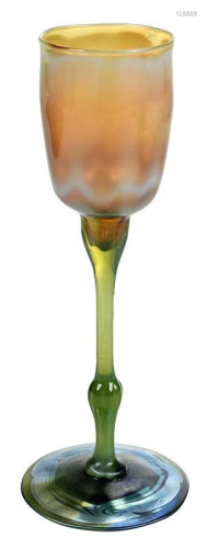A Tiffany Attributed Floriform Art Glass Vase