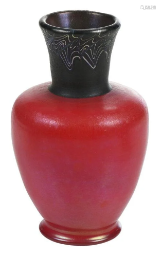 Red Tiffany Favrile Art Glass Vase