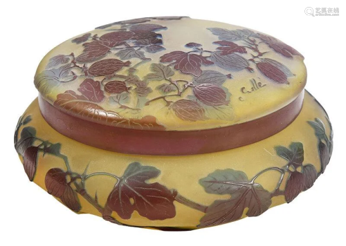 Gall‚ Cameo Glass Dresser Box with Cover