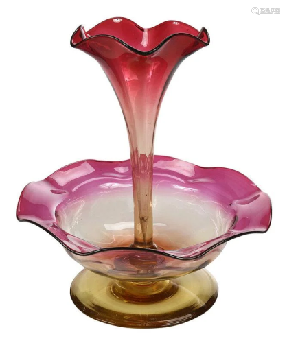 Libbey Amberina Glass Epergne
