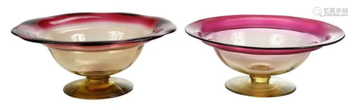 Two Libbey Amberina Glass Compotes