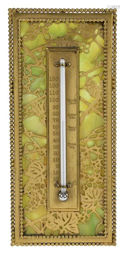 Tiffany Studios Glass and Bronze Thermometer