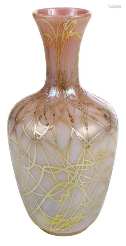 Steuben Attributed Pink Aurene Art Glass Vase
