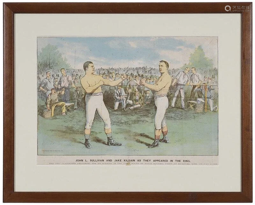 John L Sullivan Boxing Lithograph