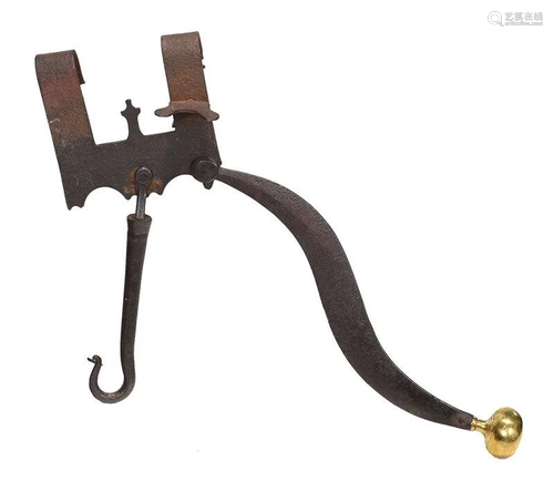 Fine Wrought Iron and Brass Pot Hanger