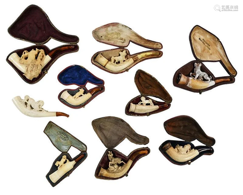 Nine Carved Animal Meerschaum Smoking Tools