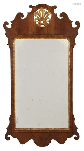 Queen Anne Walnut and Parcel Gilt Mirror