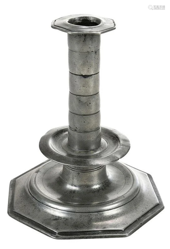 Rare Charles II Octagonal Base Pewter Candlestick