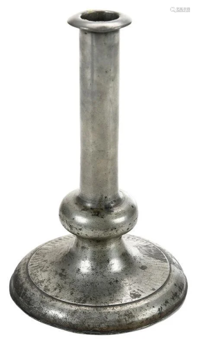 An English Ball Knop Pewter Candlestick