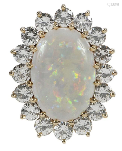 14kt. Opal and Diamond Ring