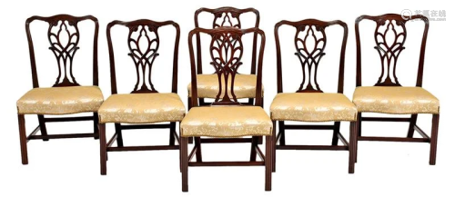 Set Six George III Carved Mahogany Dining Chairs