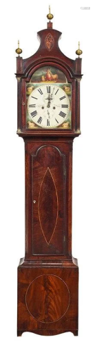 George III Inlaid Mahogany Tall Case Clock