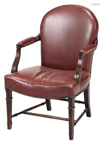 George III Carved Mahogany Open Armchair