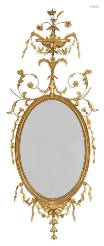 Fine Adam Carved Giltwood Oval Mirror