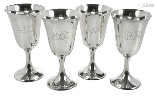 Set of Eight Sterling Goblets