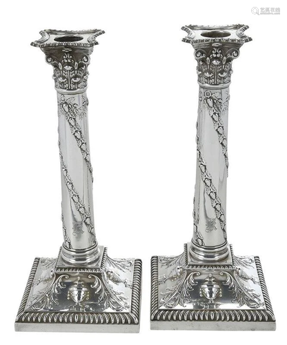 Pair of English Silver Candlesticks