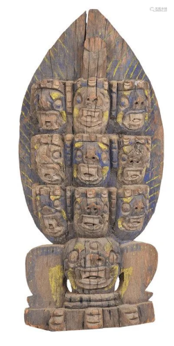 Carved and Polychrome Decorated Temple Sculpture