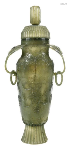 Mughal Style Carved Jade Chrysanthemum Vase