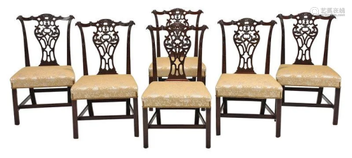 Fine Set Six Chippendale Mahogany Dining Chairs