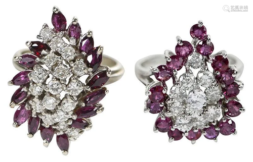 Two 14kt. Diamond and Ruby Rings