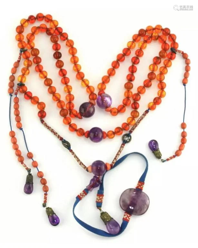 Chinese Amber Beads Chaozhu Necklace