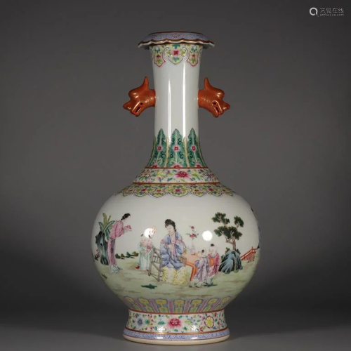 Chinese Famille Rose Porcelain Vase,Mark