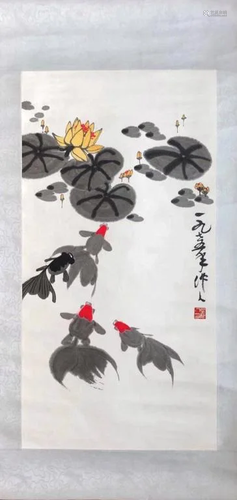 Chinese Ink Color Painting w Calligraphy