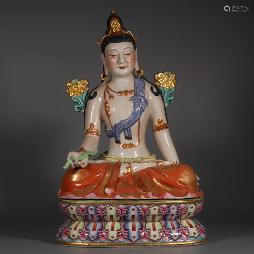 Chinese Famille Rose Porcelain Buddha