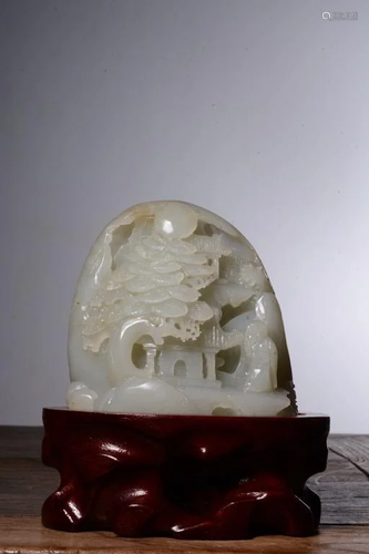 Republican Chinese Jade Carved Mountain