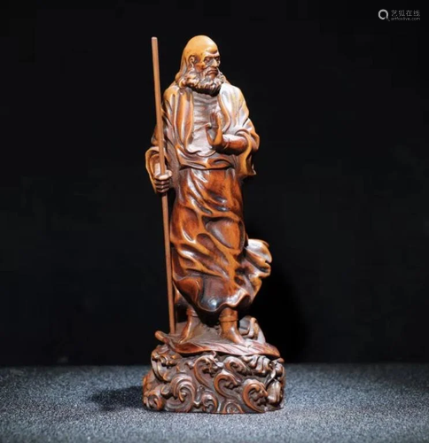 Chinese Wood Carved Luohan Figural