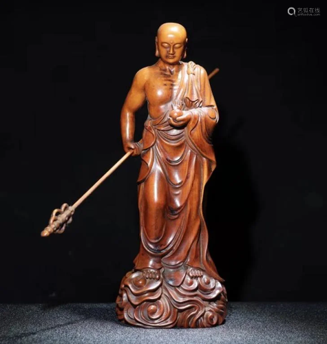 Chinese Wood Carved Luohan Figural