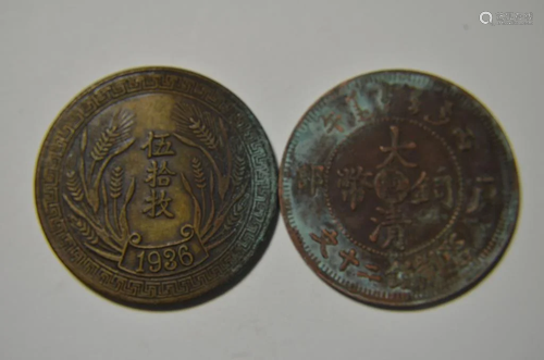 Two Chinese Copper Old Coins