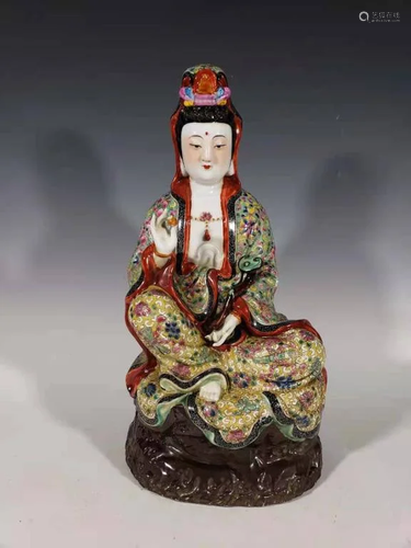 Chinese Famille Rose Porcelain Guanyin,Mark