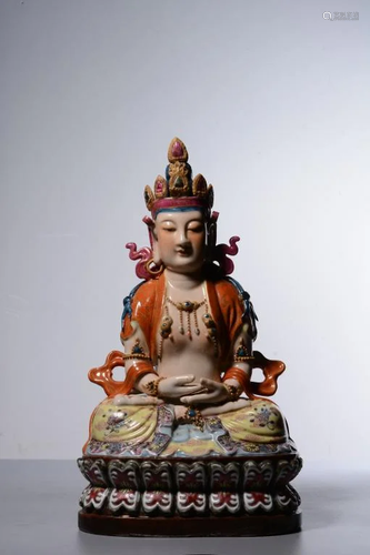 Republican Chinese Famille Rose Porcelain Guanyin