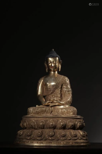 Republican Chinese Gilt Bronze Buddha