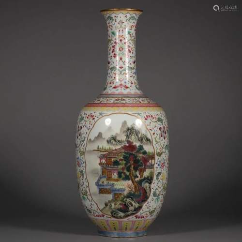 Chinese Famille Rose Porcelain Vase,Mark