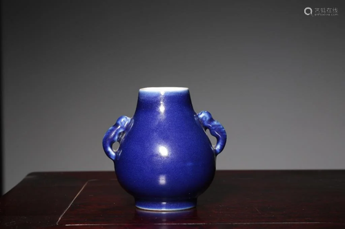 Republican Chinese Blue Glazed Porcelian Zun Vase