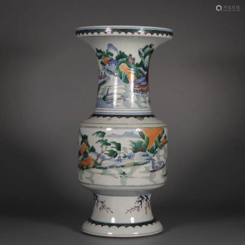 Chinese Wucai Porcelain Vase,Mark